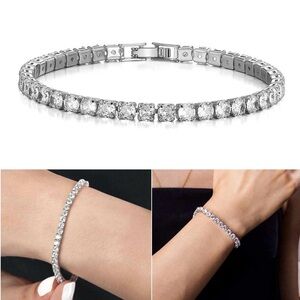 NWT EEEkit Classic Tennis Bracelet for Women Gold Plated with Cubic Zirconia